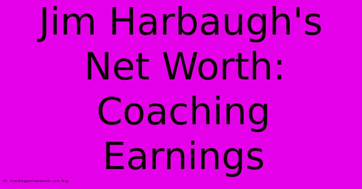 Jim Harbaugh's Net Worth: Coaching Earnings