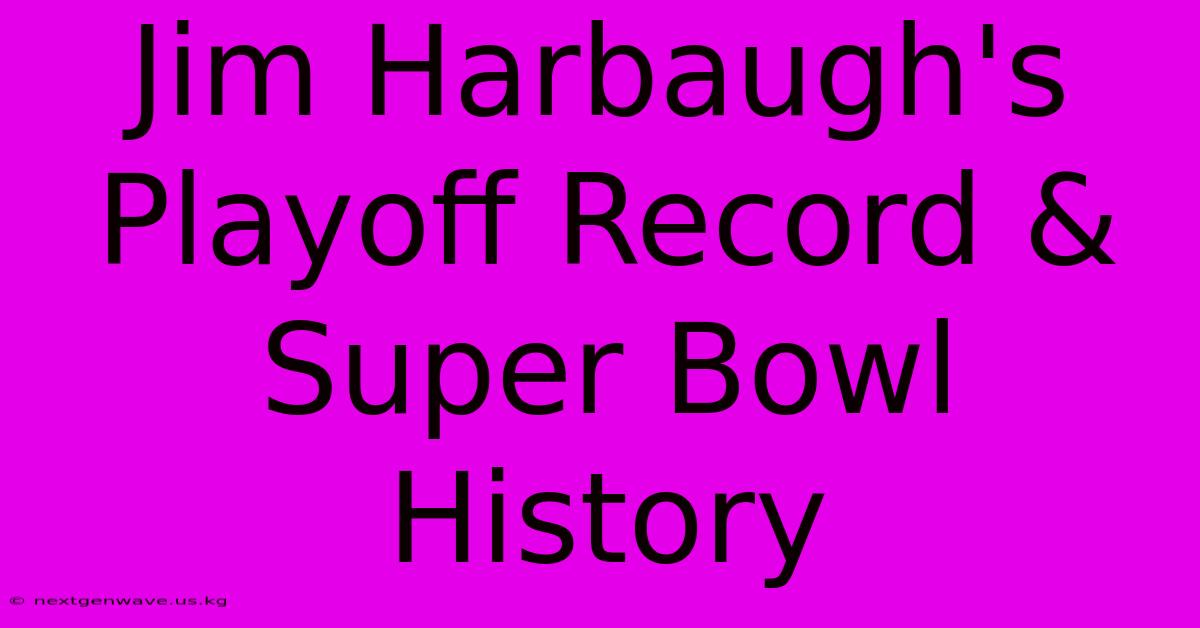 Jim Harbaugh's Playoff Record & Super Bowl History