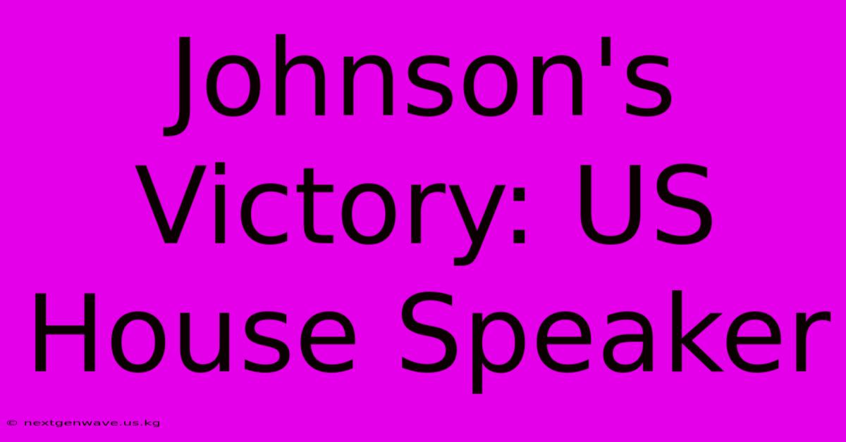 Johnson's Victory: US House Speaker