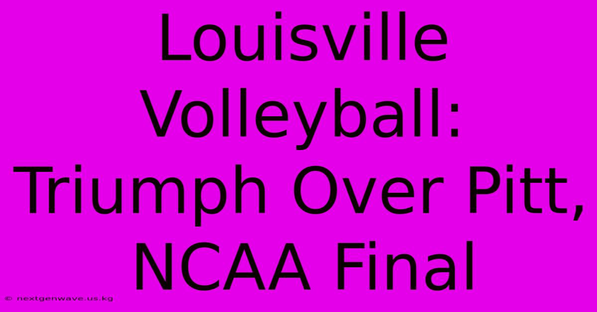 Louisville Volleyball:  Triumph Over Pitt, NCAA Final