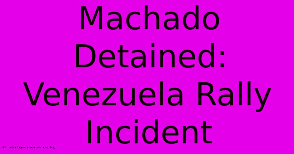 Machado Detained: Venezuela Rally Incident