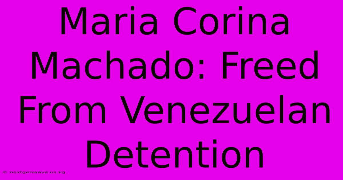 Maria Corina Machado: Freed From Venezuelan Detention