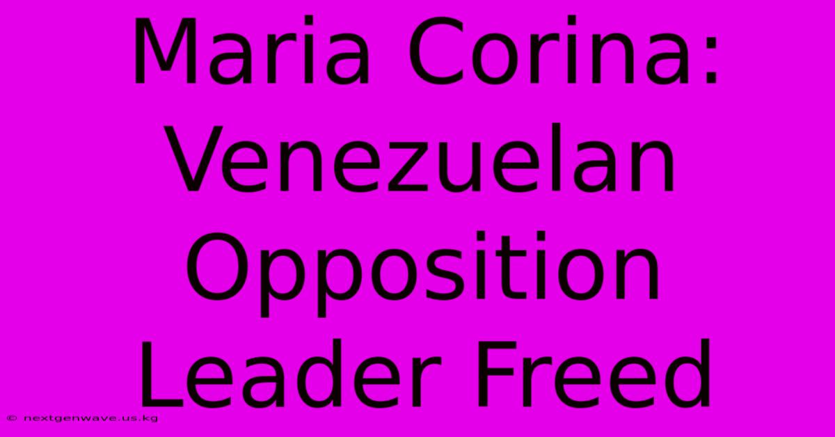 Maria Corina: Venezuelan Opposition Leader Freed