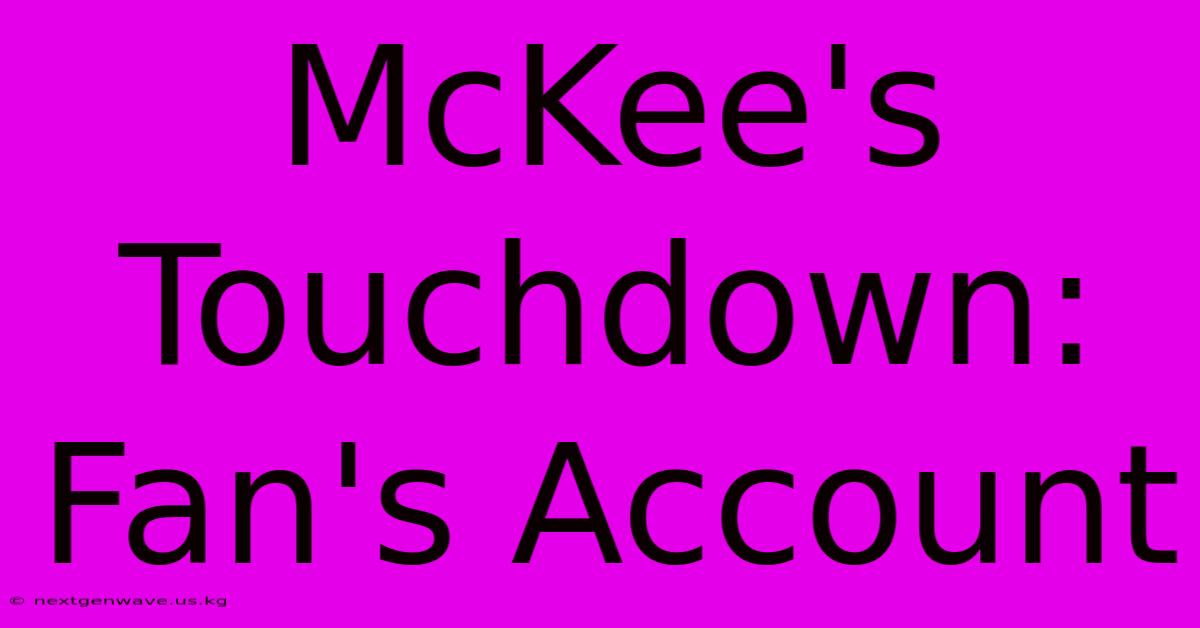 McKee's Touchdown: Fan's Account