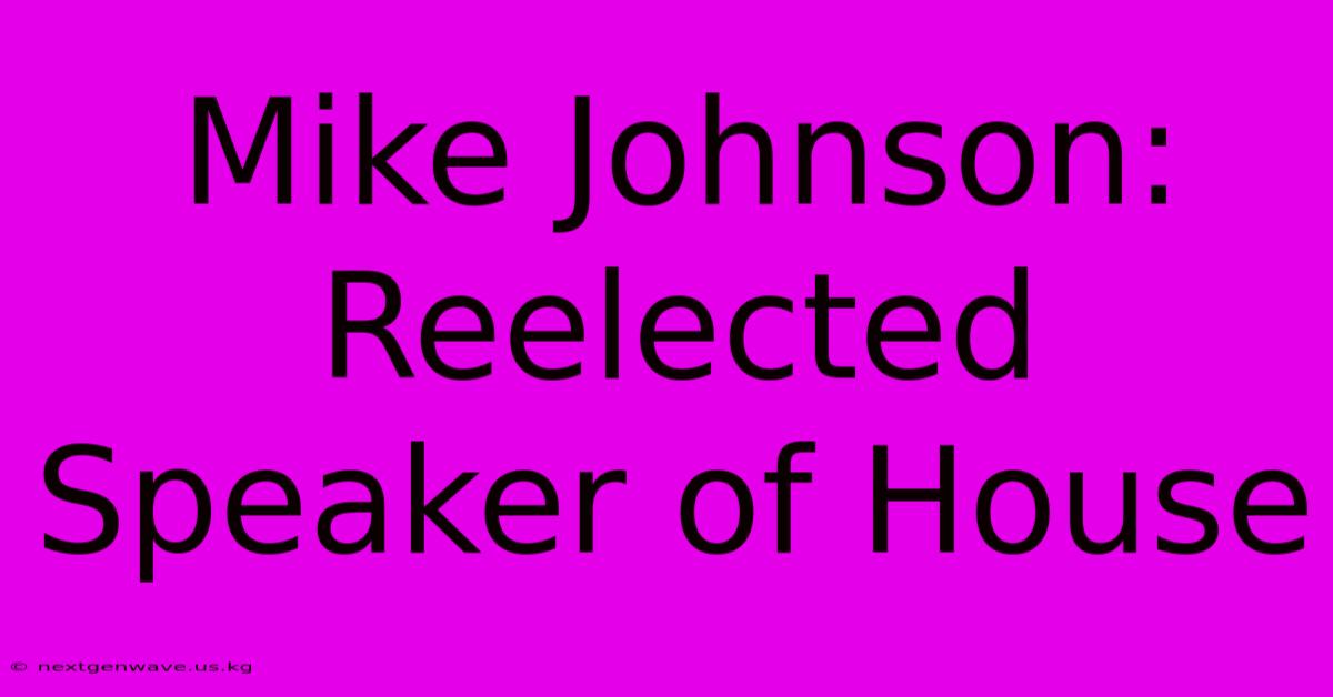 Mike Johnson: Reelected Speaker Of House