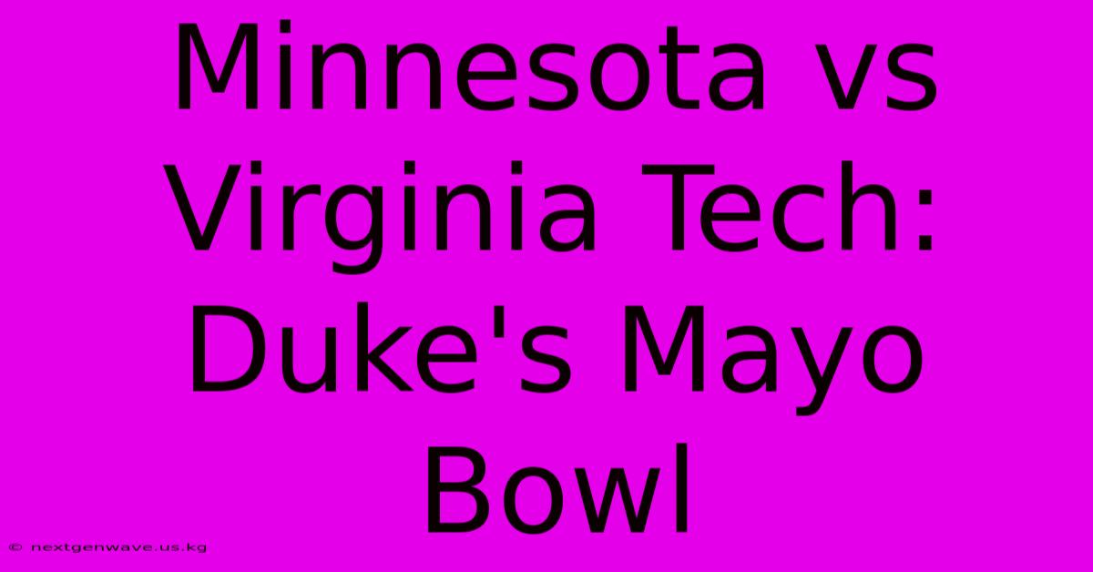 Minnesota Vs Virginia Tech: Duke's Mayo Bowl