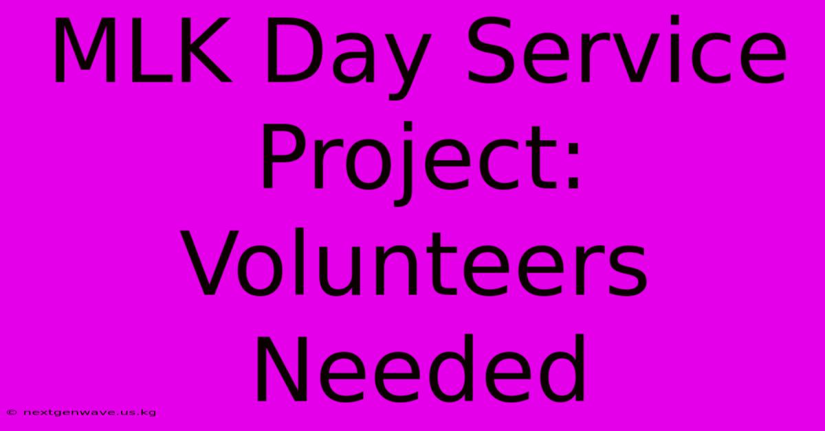 MLK Day Service Project: Volunteers Needed