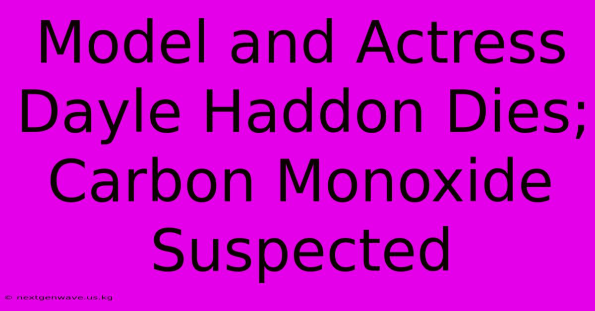 Model And Actress Dayle Haddon Dies; Carbon Monoxide Suspected