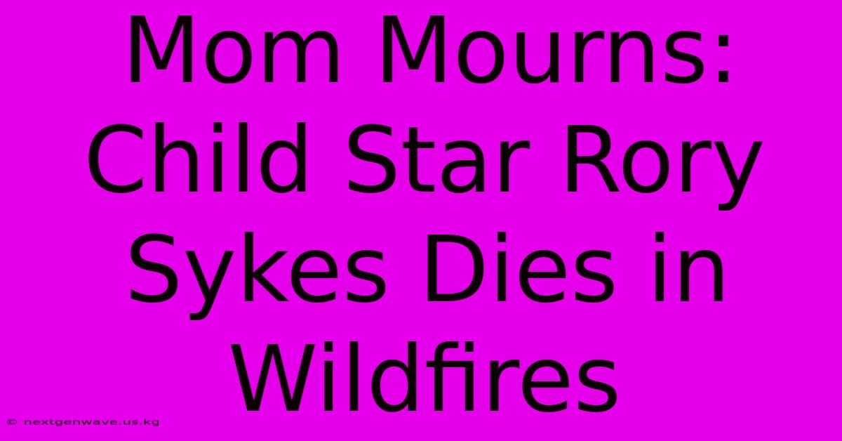 Mom Mourns: Child Star Rory Sykes Dies In Wildfires