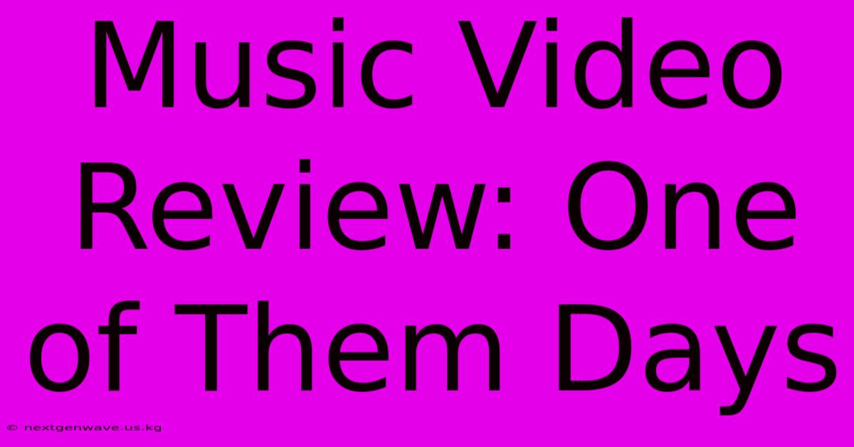 Music Video Review: One Of Them Days