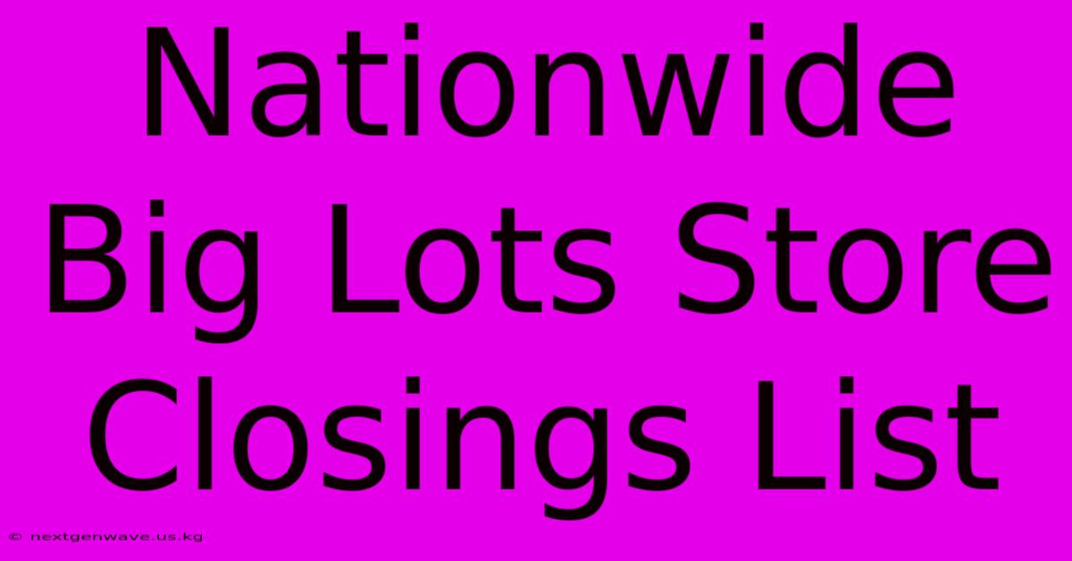 Nationwide Big Lots Store Closings List