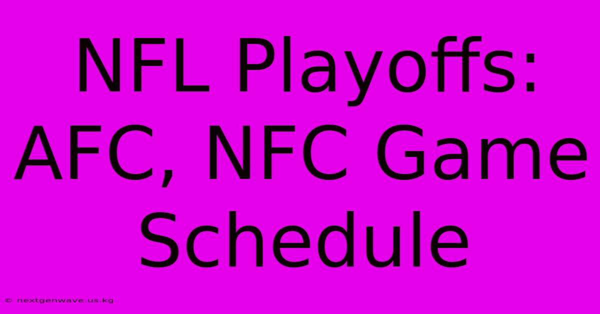 NFL Playoffs: AFC, NFC Game Schedule