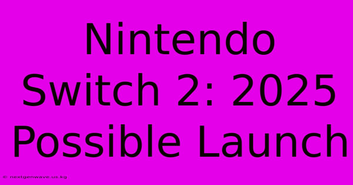 Nintendo Switch 2: 2025 Possible Launch