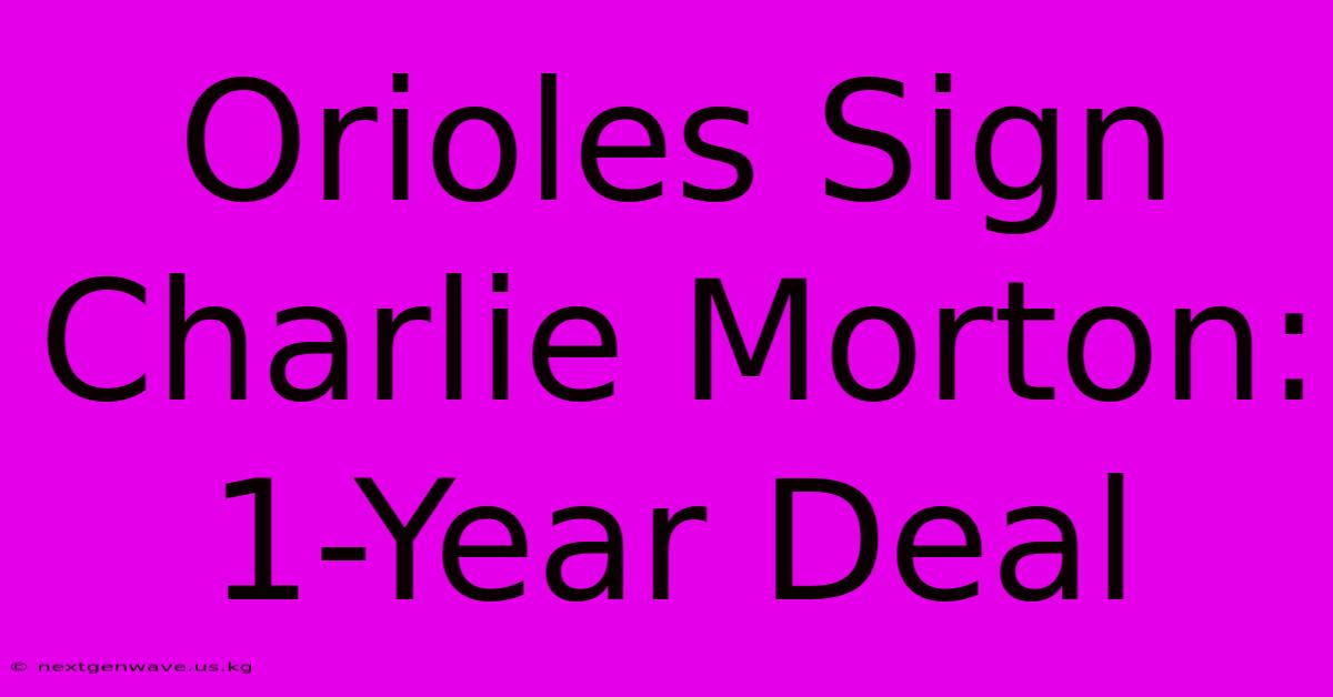 Orioles Sign Charlie Morton: 1-Year Deal