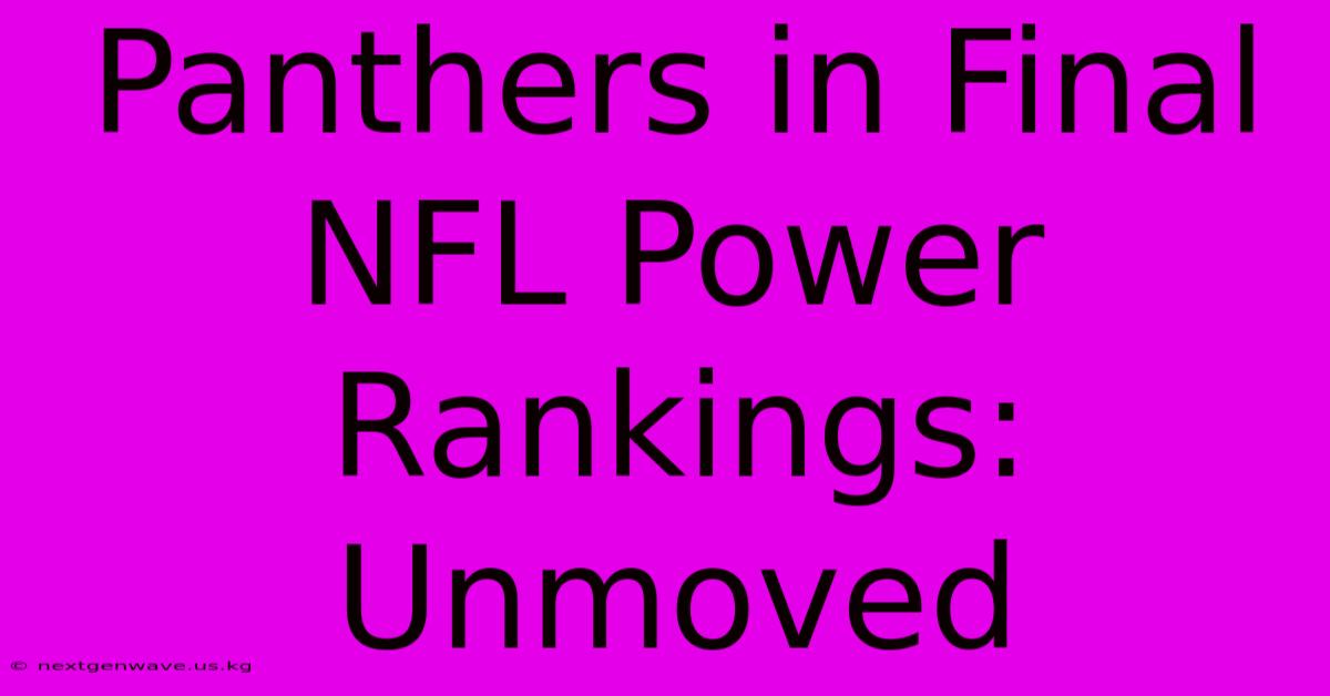 Panthers In Final NFL Power Rankings: Unmoved