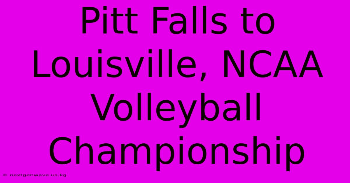 Pitt Falls To Louisville, NCAA Volleyball Championship