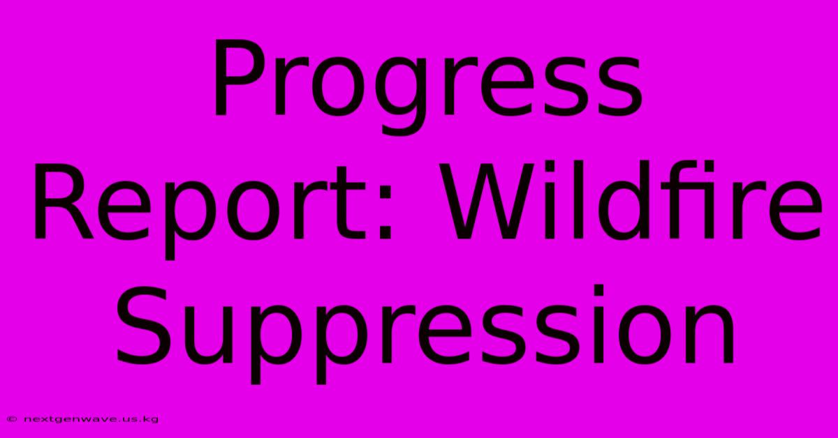 Progress Report: Wildfire Suppression