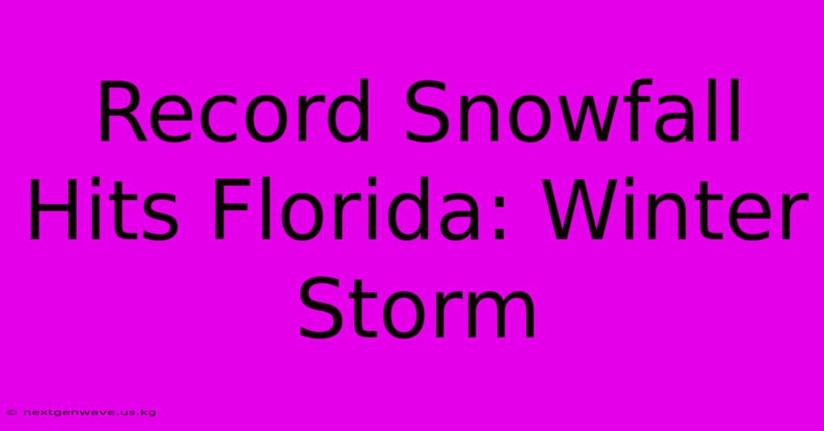 Record Snowfall Hits Florida: Winter Storm