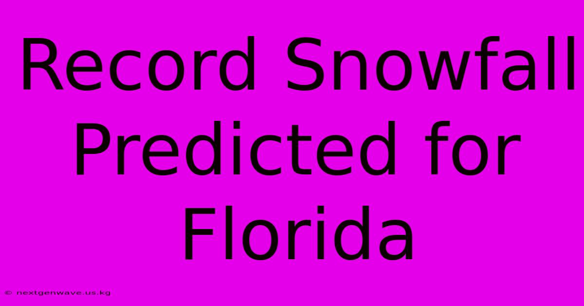 Record Snowfall Predicted For Florida