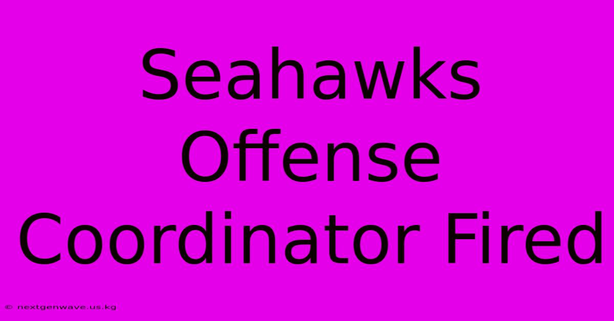 Seahawks Offense Coordinator Fired