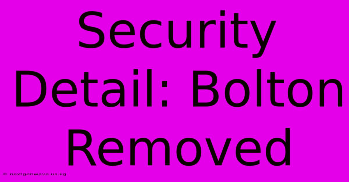 Security Detail: Bolton Removed