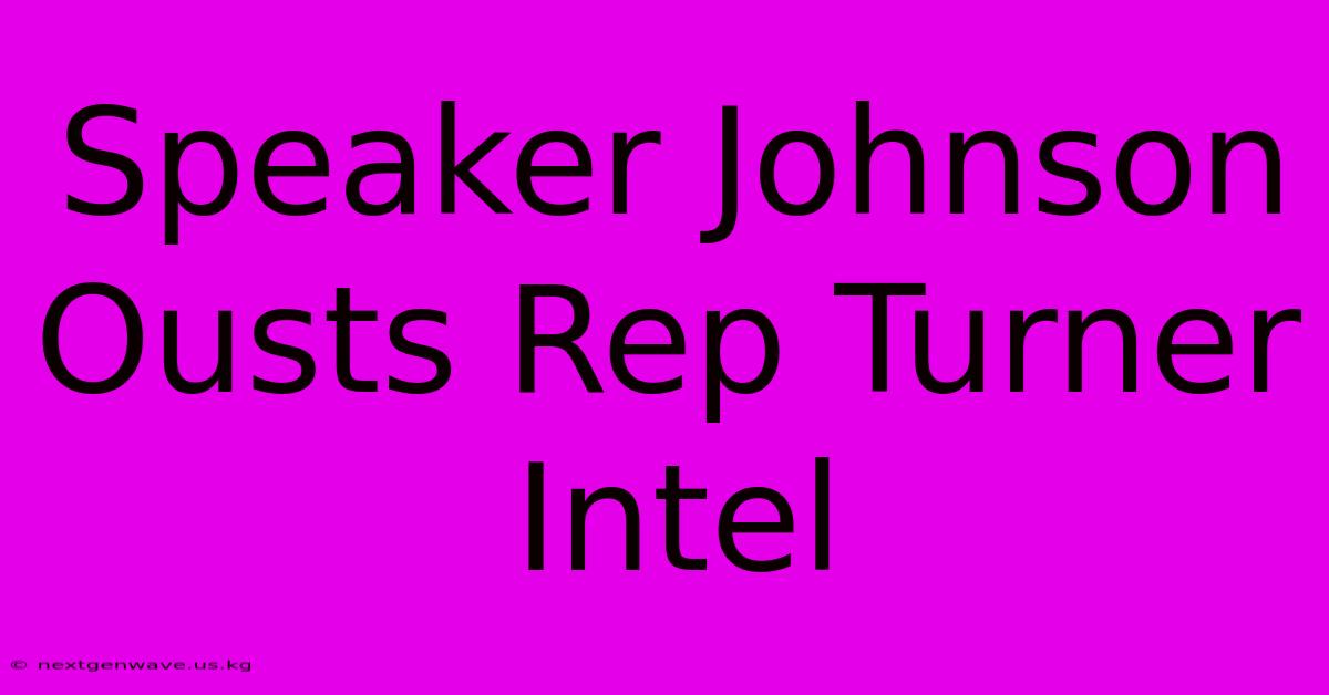 Speaker Johnson Ousts Rep Turner Intel