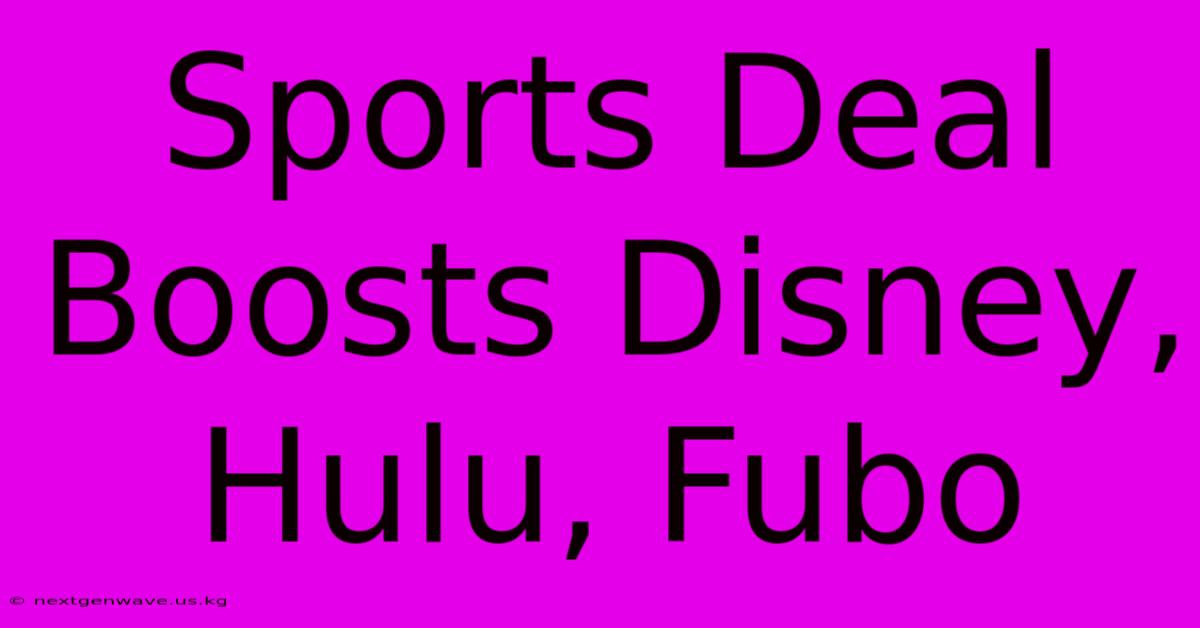 Sports Deal Boosts Disney, Hulu, Fubo