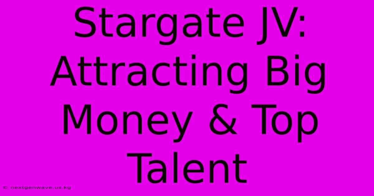 Stargate JV: Attracting Big Money & Top Talent