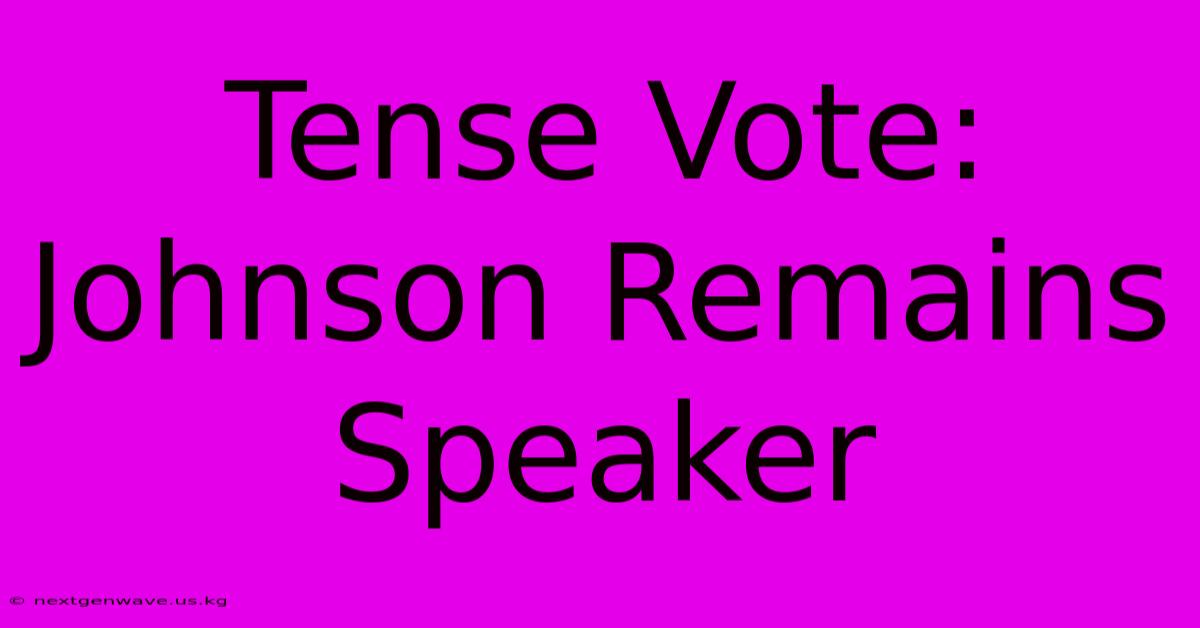 Tense Vote: Johnson Remains Speaker