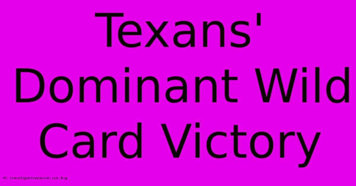 Texans' Dominant Wild Card Victory