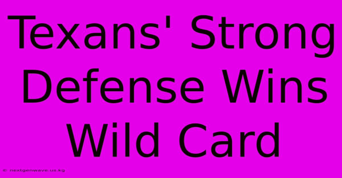 Texans' Strong Defense Wins Wild Card