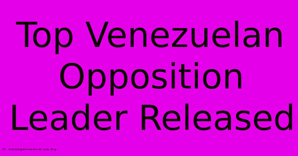 Top Venezuelan Opposition Leader Released