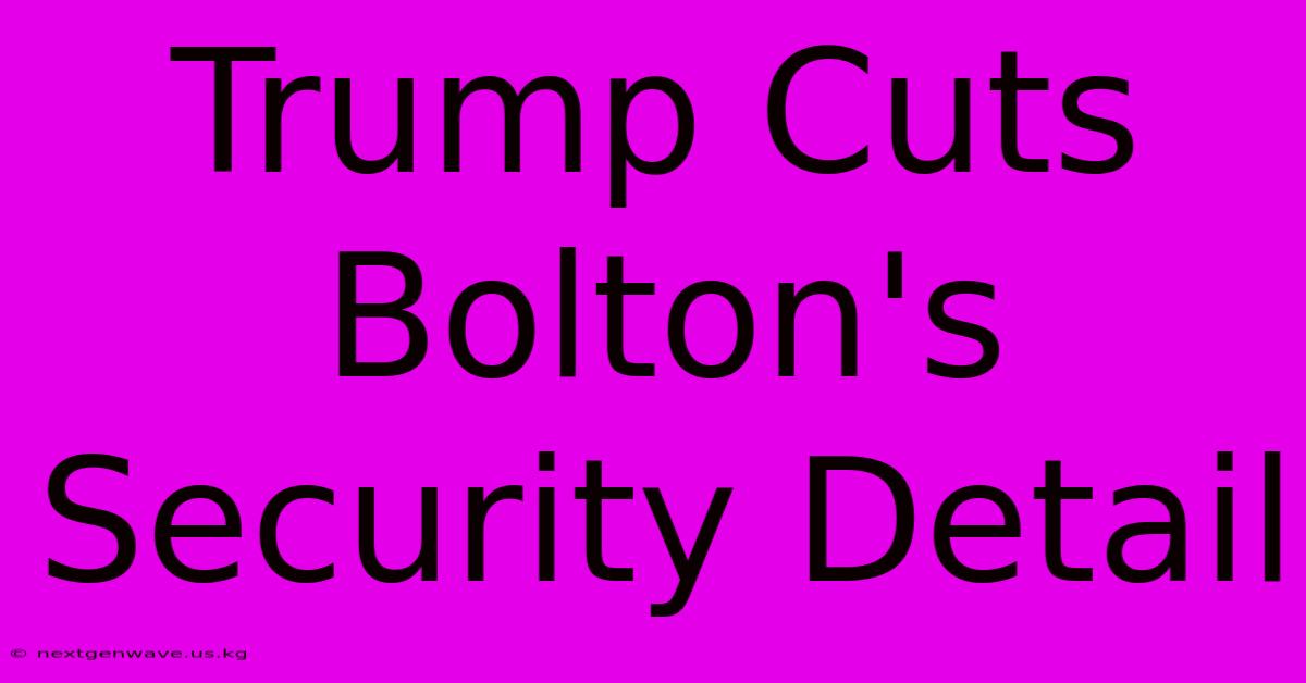 Trump Cuts Bolton's Security Detail