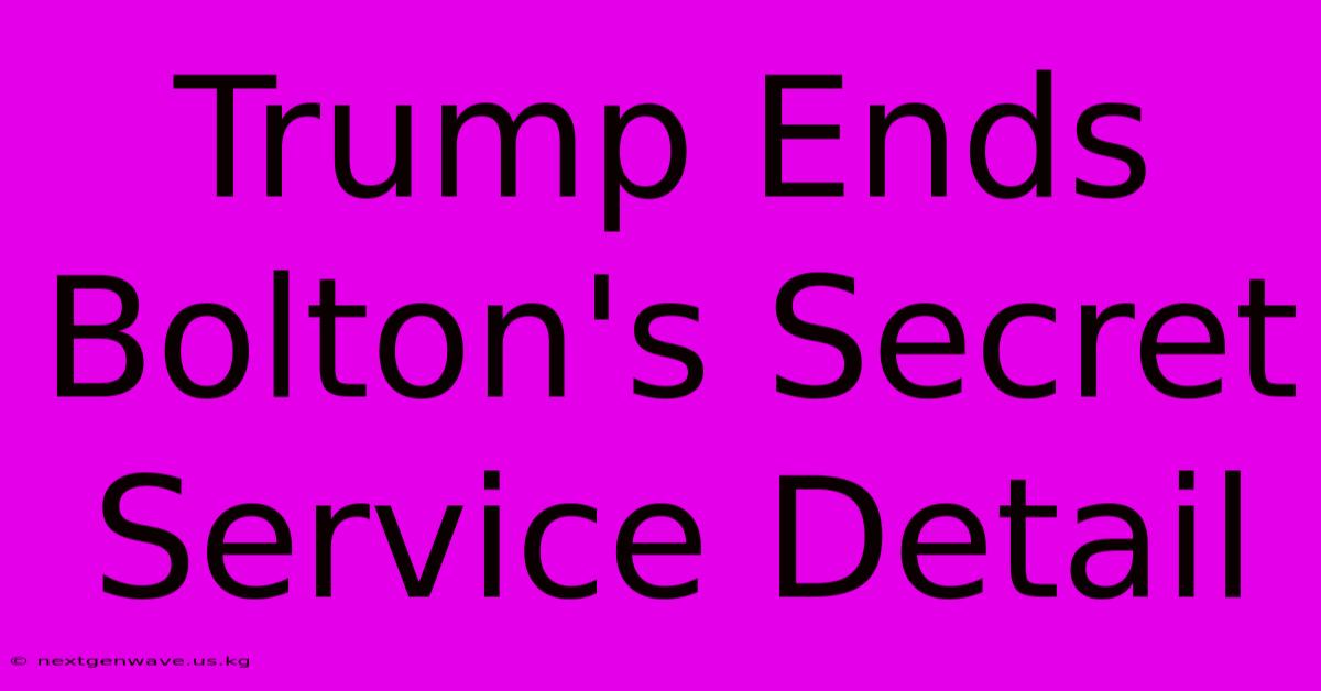 Trump Ends Bolton's Secret Service Detail