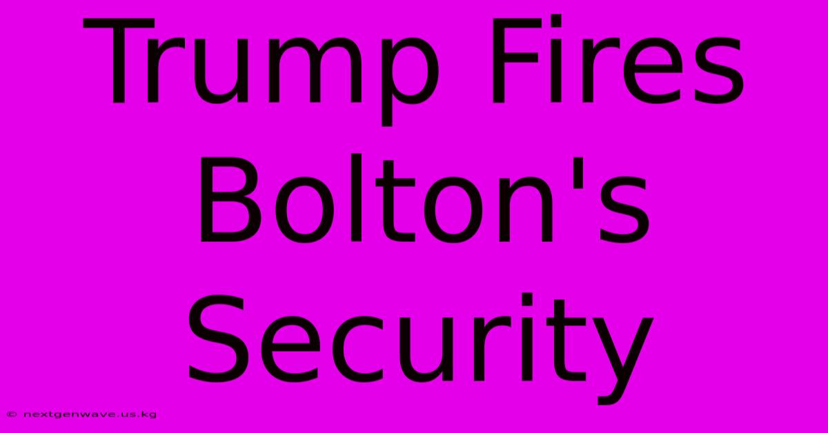 Trump Fires Bolton's Security