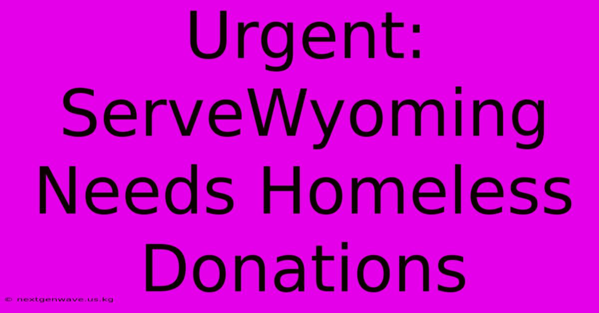 Urgent: ServeWyoming Needs Homeless Donations