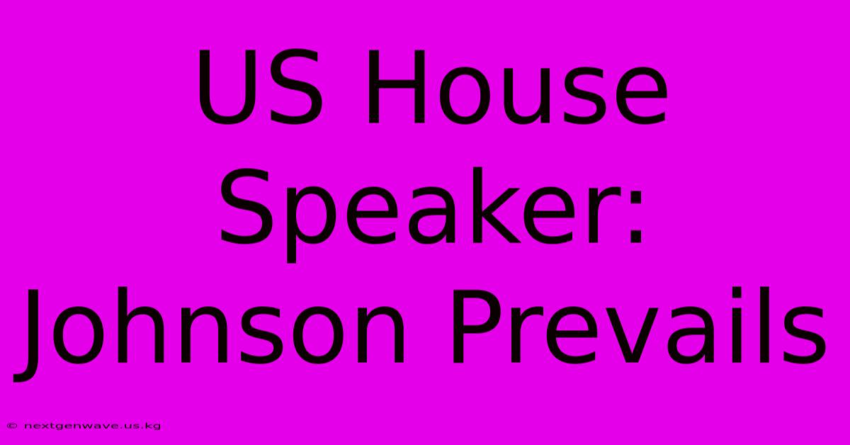 US House Speaker: Johnson Prevails