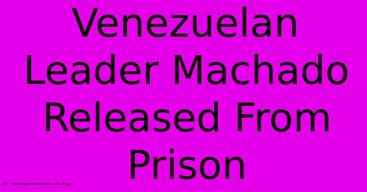 Venezuelan Leader Machado Released From Prison