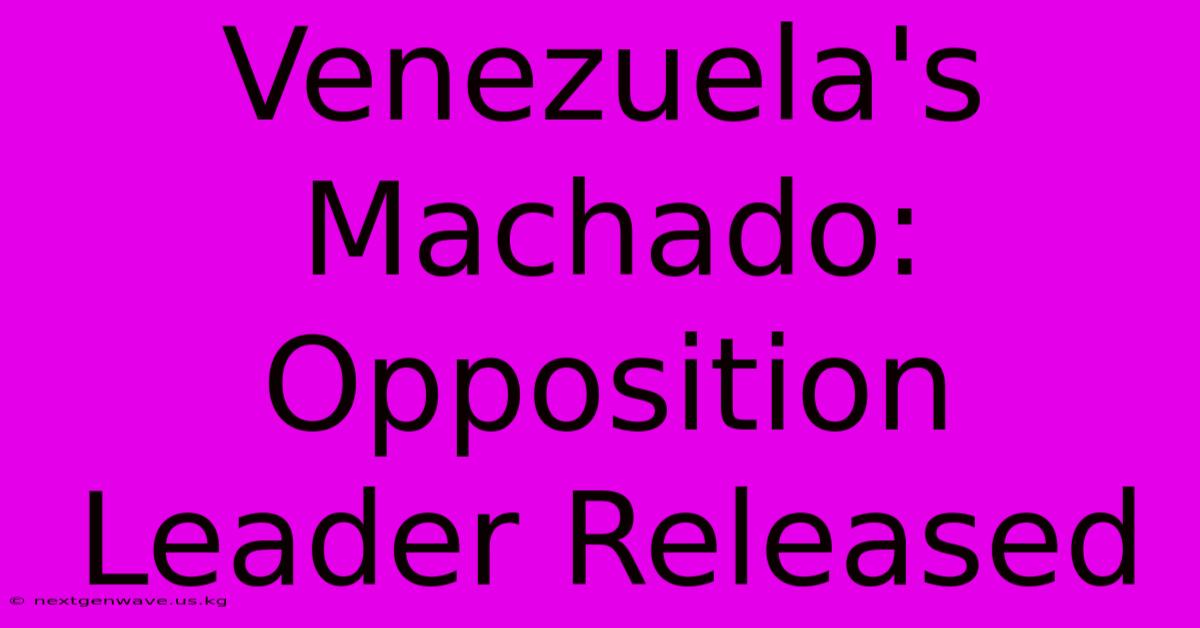 Venezuela's Machado: Opposition Leader Released