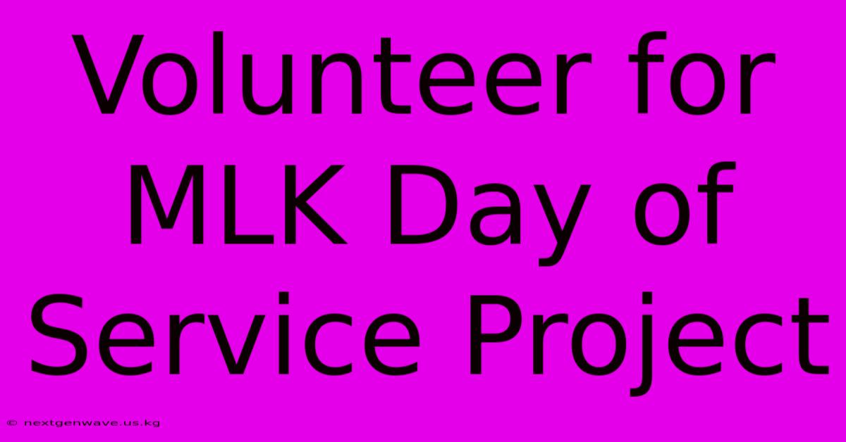 Volunteer For MLK Day Of Service Project