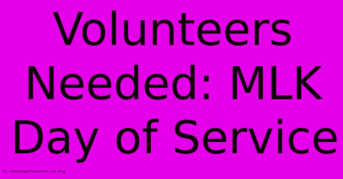 Volunteers Needed: MLK Day Of Service