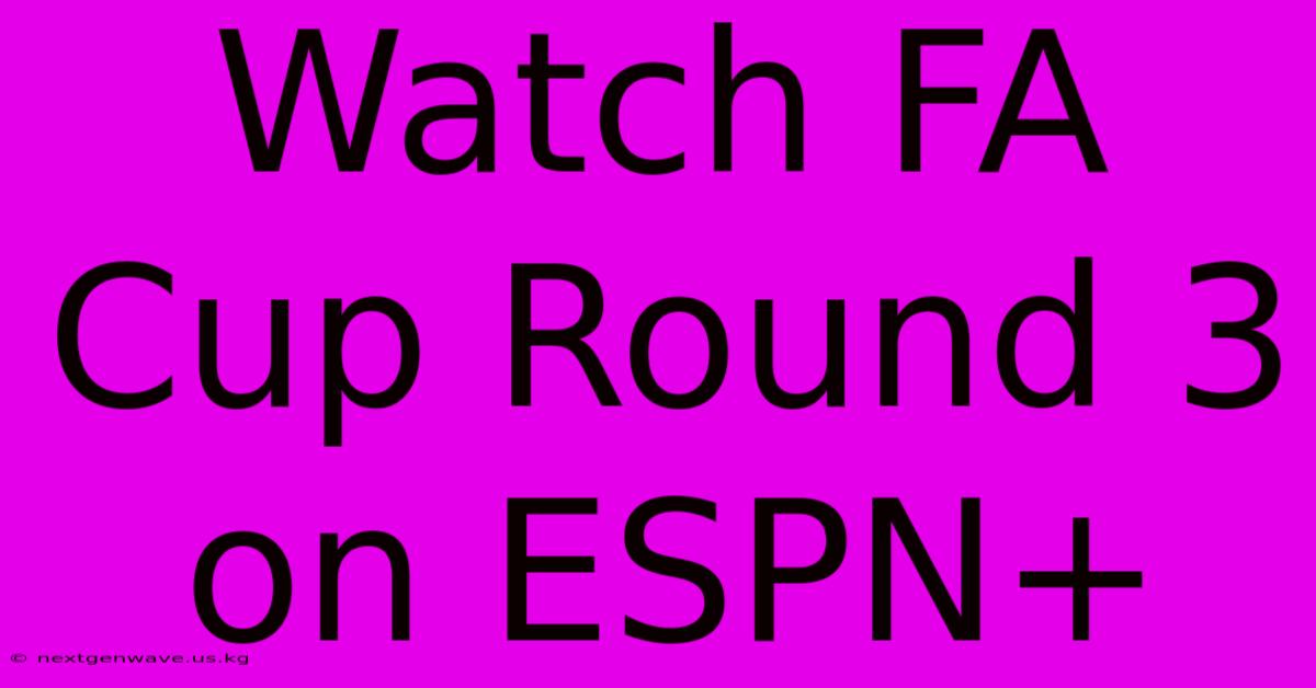 Watch FA Cup Round 3 On ESPN+