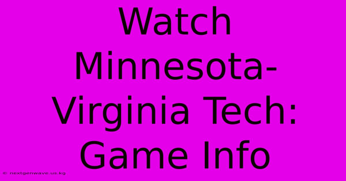 Watch Minnesota-Virginia Tech: Game Info