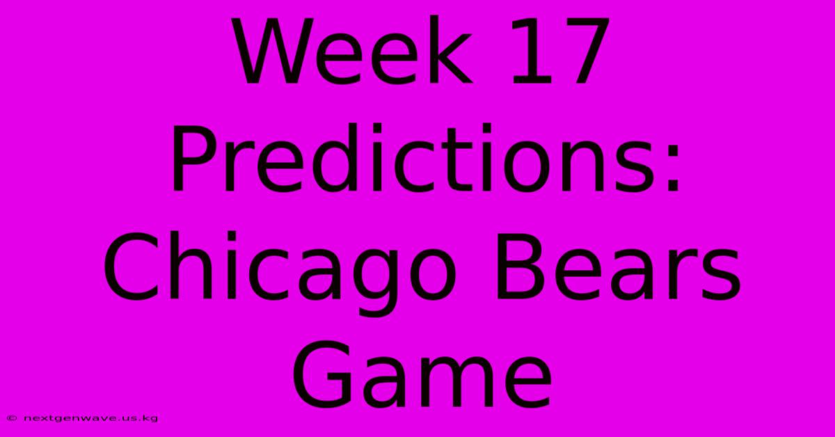 Week 17 Predictions: Chicago Bears Game