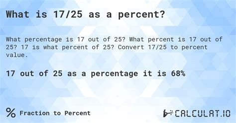 What Is 17 Out Of 25 As A Percentage