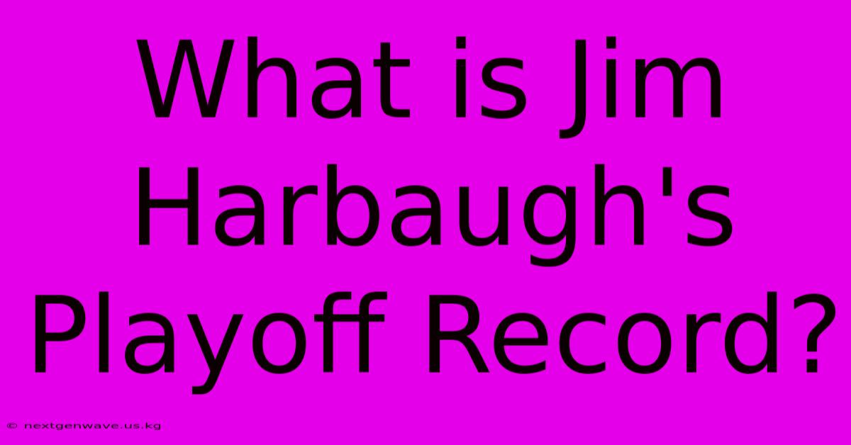 What Is Jim Harbaugh's Playoff Record?