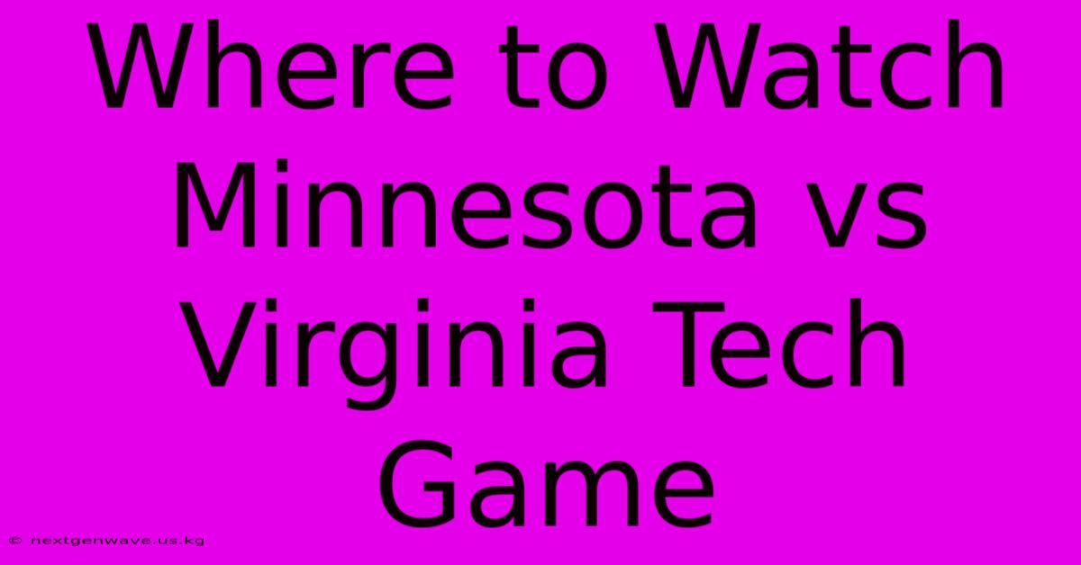 Where To Watch Minnesota Vs Virginia Tech Game