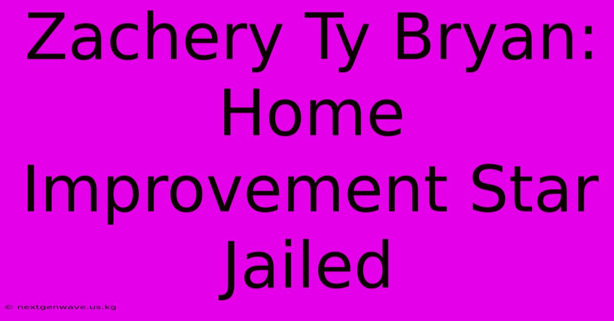 Zachery Ty Bryan: Home Improvement Star Jailed